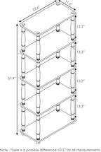 Furinno Turn-N-Tube 5-Tier Multipurpose Shelf / Display Rack / Storage Shelf / Bookshelf, Classic Tubes, Sonoma Oak/White