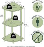 Furinno TURN-N-TUBE Corner Shelf, 3-Tier Corner Bookshelf, Display Storage Shelves with Open Shelves, for Organization and Storage, Living Room, Home Office, Garage, Black