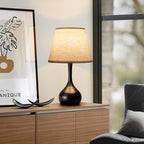 ONEWISH Touch Bedside Lamp for Bedroom, 3-Way Dimmable Farmhouse Table Lamps for Nightstand with Fabric Shade, Desk Lamp for Kids Reading, Home Office