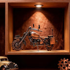 Motorcycle Gifts for Men & Women Riders, 11.8" Handmade Metal Motorcycle Model, Vintage Figurine & Desk Decor for Man Cave, Garage, Office & Home