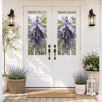 nuvagiki Lavender Teardrop Swag, 2 Pack 24 Inch Front Door Swag Wreaths, Spring Summer Rustic Farmhouse Door Decor, Purple Floral Hanging Swag for Porch