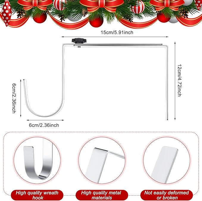 Blulu 7'' to 11'' Metal Headstone Wreath Hanger Christmas Memorial Day Adjustable Flower Wreath Holder Stands Gravestone Marker Cemetery Tombstone Saddles(2 Pcs)