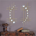 ZEXUIRU 2 Pcs Abstract Metal Art for Wall Decor Living Room Bedroom Bathroom Office Metal Bling Modern Geometric Hanging Vertical Small Iron Sculpture Plaque Pack -Gold 24in