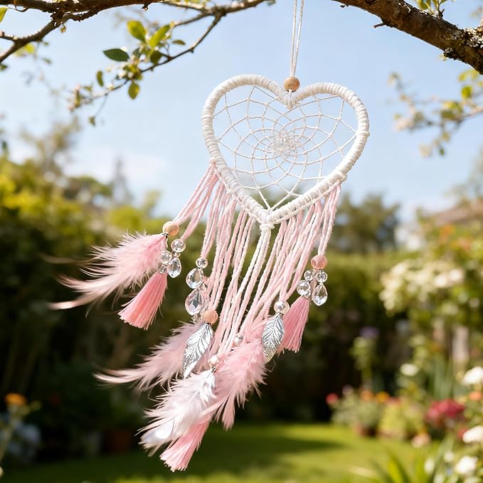 Sewroro 10pcs Heart Shaped Dreamcatcher Rings, Metal Dreamcatcher Hoops for DIY Crafts, Handmade Dress Accessories for Women and Girls, 4. 72 Inch Silver Wire Frames