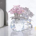Arikyrist Crystal Forget-Me-Not Bouquet Figurines Gifts for Her Pink Flowers Collectible Decoration for Living Room Romantic Presents for Women Wife Mom Birthday Anniversary