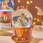 LOVE FOR YOU Gift Wrapped Music Box Cat Lovers Flower Basket Musical Snow Globe Decoration for Girls and Women Kids Niece Sister Daughter Mom Granddaughter Grandma Christmas Birthday Present