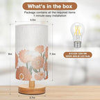 Fenmzee Sunflower Table Lamp for Bedroom - Inline Control, Small Bedside Lamp with 3000K A15 LED Blub, Easy Assembly (Sunflower Cream Shade, 9" Inline Control)