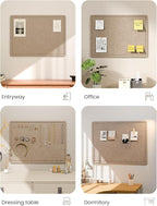 Fluxynara Bulletin Board, 23.6" x 17.5" Cork Board Alternative with 12 Safe Removable Adhesive Tabs, Foldable Felt Pin Board for Home Office, Classroom, Bedroom,Entryway for Walls—Taupe
