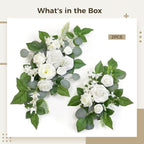 Faux Floral Swags for Weddings - Set of 2 White Artificial Flowers for Ceremony Signs and Reception Decor