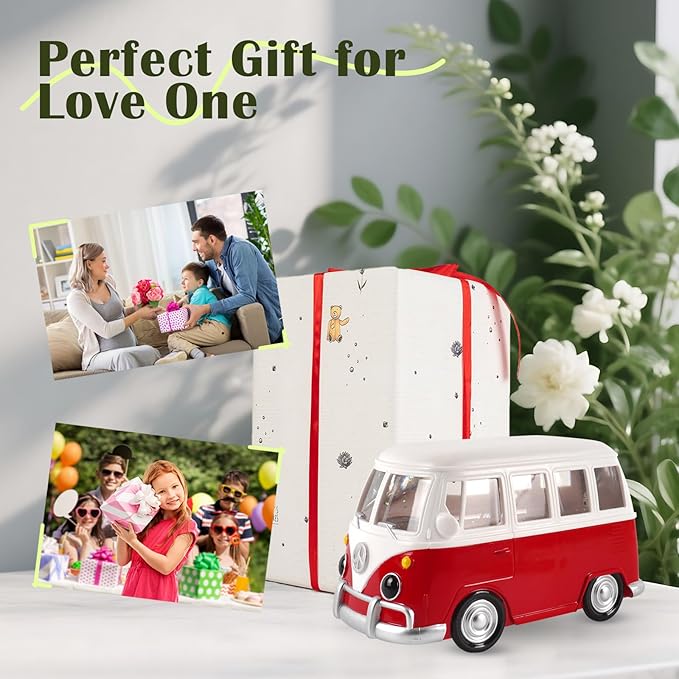 Bus Snow Globe with 6H Timer and Swirling Glitter, USB & Battery Powered, Night Light Snowglobes Statue for Home & Office, Gift Idea (Bus)