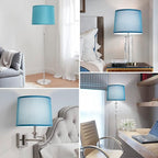 Lampshades Set of 2, Blue Lamp shades for Table Lamps, Floor Lamps, 11.6" Top x 12.6" Bottom x 9.8" High, Fabric Drum Lampshade(Spider Fitter), Modern Lamp shades Replacement, Assembly Required