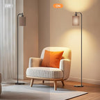 SIBRILLE Floor Lamp with Linen Shade, Dimmable Tall Standing Lamp with Remote Control & 3 Color Temperatures, Modern Floor Lamps for Living Room Bedroom Office Corner, 9W LED Bulb Included