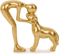 Cute Pet Sculpture Home Decor Man and Dog Statue Decoration for Office、Living Room、Bedroom、Home， Memory Gifts for Dog Lovers (Golden)