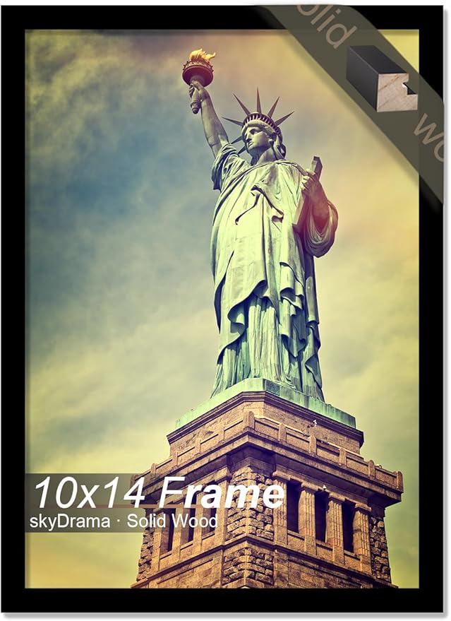 100% Solid Wood 10x14 Picture Frame, Black Frame for 10 x 14 Inch Picture Poster Photo, Light Weight 10 by 14 HQ Matte Black Frame for Wall - 1 Pack/Black/10 x14