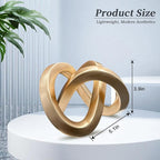 Modern Gold Geometric Sculpture Gold Knot Home Accent Decor,Multi-Angle Geometric Sculptures Statues for Living Room Bedroom Office Desk Bookshelf Coffee Table Home Decorations