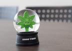 'Good Vibes' Snow Globe – Funny Stoner Meme Gift with Glitter | Cannabis-Themed Collectible, Hand-Painted Glass & Resin, 4.5"x2.75", 15 oz