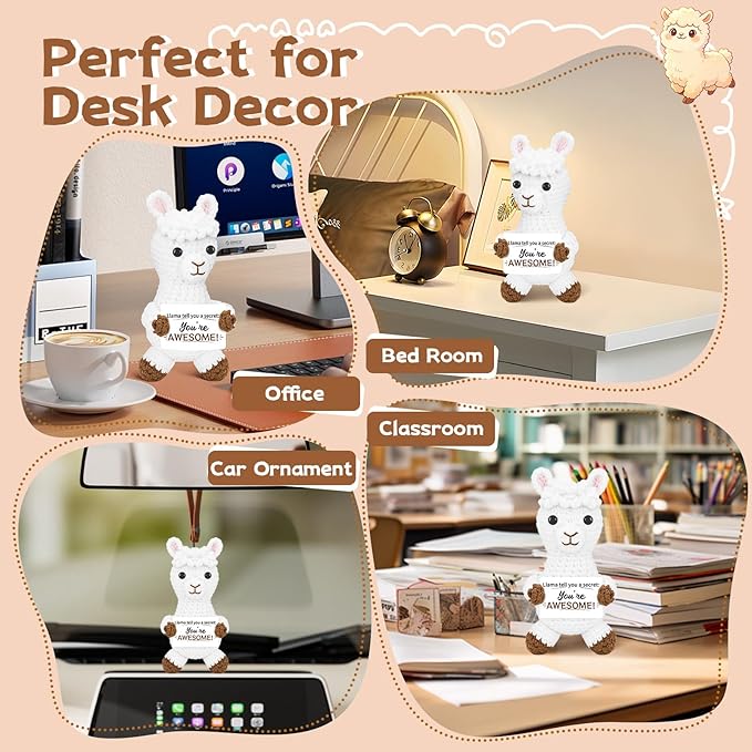DAFURIET Funny Emotional Llama Gifts for Him Her, Positive Crochet Animals Fathers Day Birthday Anniversary Graduation Inspirational Appreciation Gift for Coworker Friend Colleague Teacher Mom Dad