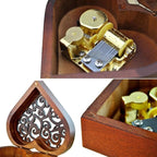 WESTONETEK Heart Shaped Vintage Wood Carved Mechanism Musical Box Wind Up Music Box Gift for Christmas/Birthday/Valentine's Day, Melody You are My Sunshine