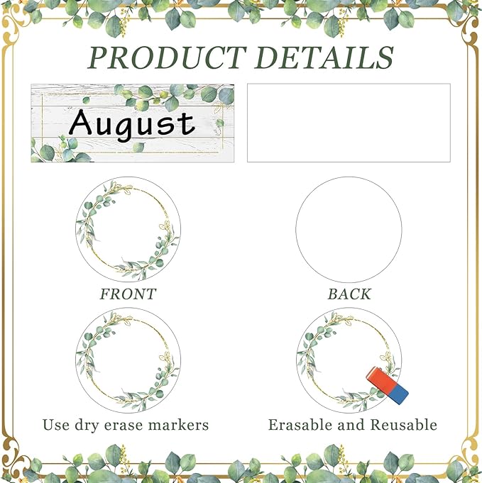 Zonon 48 Pieces Holiday Monthly Headliners Set 12 Months of The Year Headers Seasonal Monthly Bulletin Board Borders with 36 Round Blank Confetti Cutouts(Greenery)