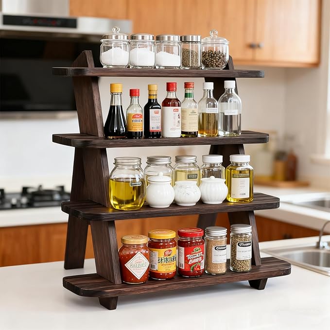 Wooden Cupcake Stand, 4 Tier Shelf Earring & Ring Holder Stands,Tiered Tray Stand Display Shelf Display Riser, Table Display Stand For Vendors, Perfume Organizer, Fragrance Shelf, Spice Rack