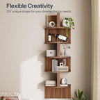HOOBRO Corner Shelf Wall-Mounted, Set of 2 Floating Corner Shelves for Wall, 5-Tier Corner Bookshelves for Living Room, Bedroom, Bathroom, Home Office, Walnut WL26BJP201