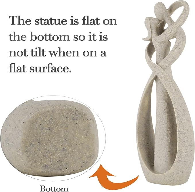 Trycooling Kissing Lovers Statue Abstract Sculpture Resin Statues for Home Decor Modern Home Office Desktop Shelf Bookshelf Decor (Sandstone, Small)
