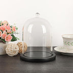 JUXYES Glass Display Dome Cloche with Wood Base, Clear Glass Dome Cloche Bell Sphere Jar Snow Globe Kit, Snowglobe Cloche Bell Jar Display for Fairy Light Plant Collectible Figures