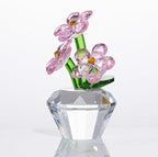Qianwei Pink Forget Me Not Crystal Flowers - Sympathy Glass Flowers Collectible Figurines Decor Paperweight Ornament Home Office Table Desk Decorations