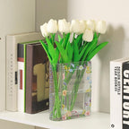 Glass Book Vase, Clear Book Vase for Flowers, Unique Flower Vase, Modern Book Shaped Vases for Bedroom, Living Room, Office, Coffee Table, Bookshelf(Garden)