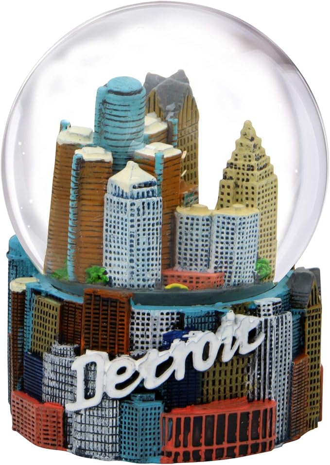 Detroit Snow Globe with Skyline 3.5 Inches