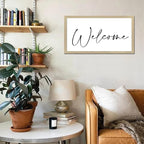 Positive Saying Wood Sign with Scripture Verses Welcome Chic Style 12x22in Beige Frame Wooden Plaque for Cottage Washroom Cafe Bar Garden Yard Farmhouse Porch Wall Decor Birthday Housewarming Gift