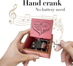 Sister Gifts from Sister Music Box, for Sisters Birthday,You are My Sunshine Hand Crank Wooden Musical Boxes,Christmas Graduation Presents for Best Friends Female Soul Sister Bestie BFF-Pink