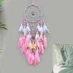 Large Dream Catchers, Boho Handmade Native Macrame Dream Catchers Wall Hanging for Bedroom Living Room Wedding Party Decor, Festival Blessing Craft Gift for Kids Boys Girls (Pink & White)