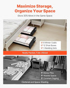 VEVOR Under Bed Storage with Wheels, 30.3 x 18.5 x 6.8 inch, Underbed Containers with Clear Lid, Underbed Shoe Organizer, Rolling Under the Bed Storage Bins for Clothes Shoes Blankets Bedroom, 2 Pack