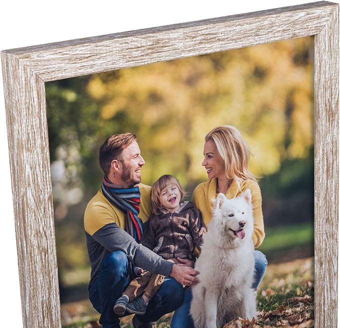 Lyeasw Rustic 8x10 Picture Frame Set of 12, Multi Woodgrain Farmhouse Photo Frames for Wall or Tabletop, Beige