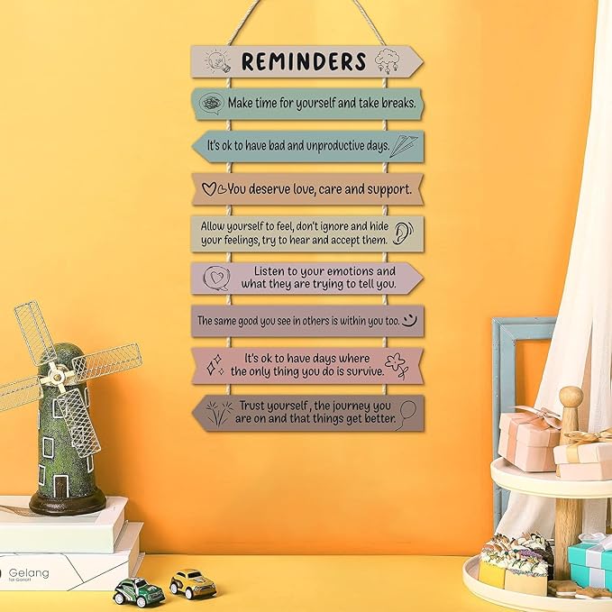 Positive Affirmations Wooden Hanging Wall Decor Mental Health Reminders Classroom Decorations Positive Psychology Affirmations Feelings Wall Pediments for Home Counseling Office High School Classroom