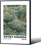 Yayoi Kusama Inspired Poster Japanese Botanical Wall Art Abstract Yayoi Kusama Print Modern Ukiyo-e Japanese Gallery Wall Decor 16x24in Black Framed for Home Bedroom Decorations