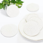 ABenkle Drink Coasters with Holder Set of 10, Cotton Woven Absorbent Coasters for Drinks, Minimalist Home Decor Coaster Set for Wooden Tabletop Protection Table, 4.3 inches