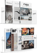 2 Pack Clear Acrylic Magazine Holder, Wall Mount Hanging Bookshelf Literature Storage Rack, Brochure File Display Shelf for Waiting Room, Living Room, Office, Home