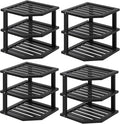 VERTORGAN 3 Tier Bamboo Corner Shelf(4 Pack),Dish Drying Rack,Plate Organizer,Kitchen Spice Rack for Countertop and Cabinet(Black)