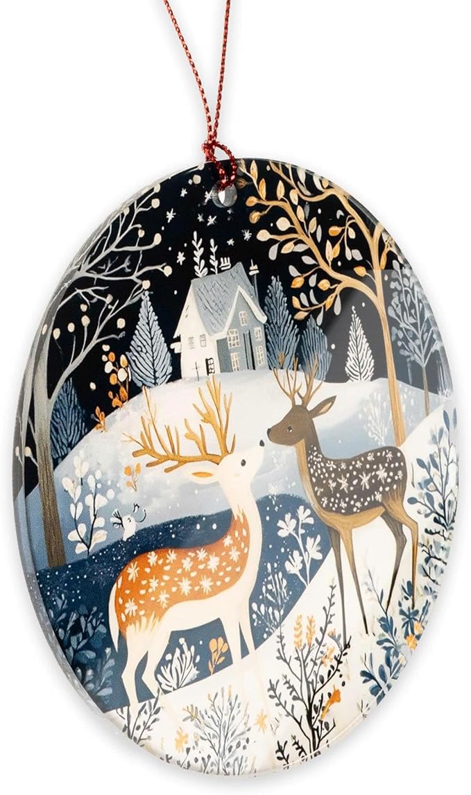 Reindeer Ornaments, Scandinavian Christmas Ornaments, Dated Christmas Ornament 2026, Ornament Keepsake for Women Men and Friends, Reindeer Christmas Decoration Hanging for Family