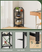 CHOEZON 3-Tier Corner Shelf, Industrial Corner Bookshelf, 35.4" Storage Stand, Plant Stand Display Shelf, Bookcase for Bedroom, Living Room, Home Office, Black TCJ03BB ﻿