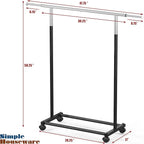 Simple Houseware Standard Rod Garment Rack, Black
