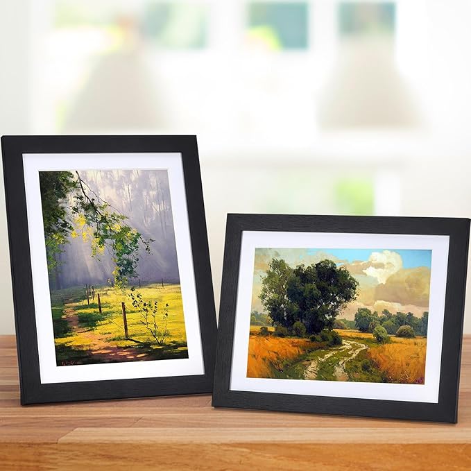 Lyeasw 5x7 Picture Frame Black Set of 15, Display Pictures 6x8 without Mat or 5x7 with Mat, Multi Photo Frames for Wall or Tabletop
