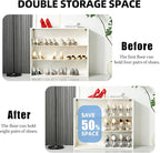 Shoe Slots Organizer,Elephant Shoe Rack Stable and Thick,Clear Shoe Stacker with 3 Adjustable Level for Sneakers Display (Transparent - Silver, 12Pack)