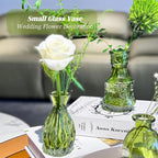 Mini Bud Vases Centerpieces for Tables,Clear Bud Vases for Flowers,Small Flower Vases Suitable for Birthday Party,Anniversary,Wedding Reception,Baby Shower (Green, 12PCS)