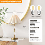 EOEYYOYB Pleated Table Lamp, Table Lamp for Bedroom, Bedside Lamps for Nightstand with Linen Lampshade, Modern Lamp for Bedroom Home Office Decor
