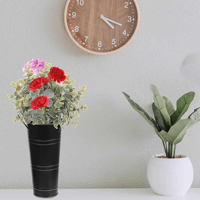 Metal Round Umbrella Stand Rack,Durable Freestanding Umbrella Rack with Cane and Walking Stick Holder,Decorative Vase,Suitable for Entryway and Porch Use,Organizer for Home and Office (Black)