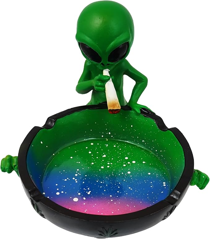 Fantasy Gifts, Ornament, Alien Smoking Ashtray, Home Décor, Multicolor, 4 inches
