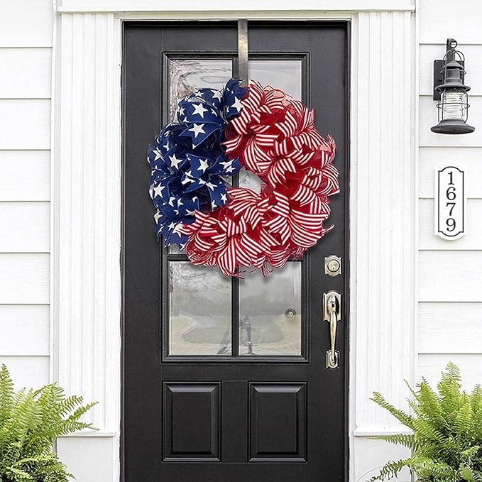 250th Anniversary Patriotic Wreath, 4th of July Wreath for Front Door, Patriotic Wreath Handmade Eagle Wreaths, Memorial Day Home Decoration for Indoor and Outdoor (D)